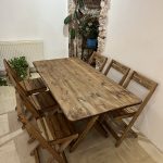 میز و صندلی تاشو چوبی 6 نفره با صندلی پشت دار