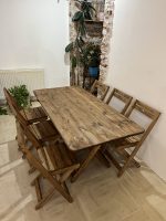 میز و صندلی تاشو چوبی 6 نفره با صندلی پشت دار